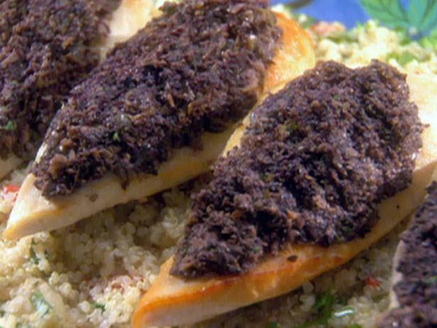 Olive Tapenade Crusted Chicken and Quinoa with Roasted Garlic, Roasted Red Peppers and Basil image