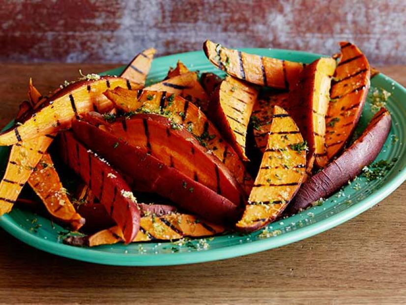 Garlic and Herb Grilled Sweet Potato Fries Recipe | Bobby Flay | Food ...