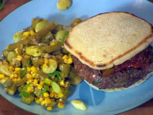 Kentucky Burgoo Burgers and Southern Succotash Recipe | Rachael Ray ...