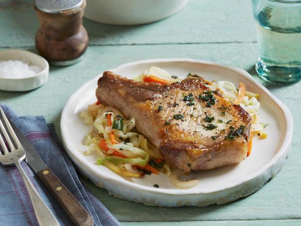 Sage Rubbed Pork Chops with Warm Apple Slaw_image