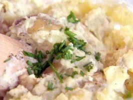 Smashed Potatoes with Sour Cream and Chives