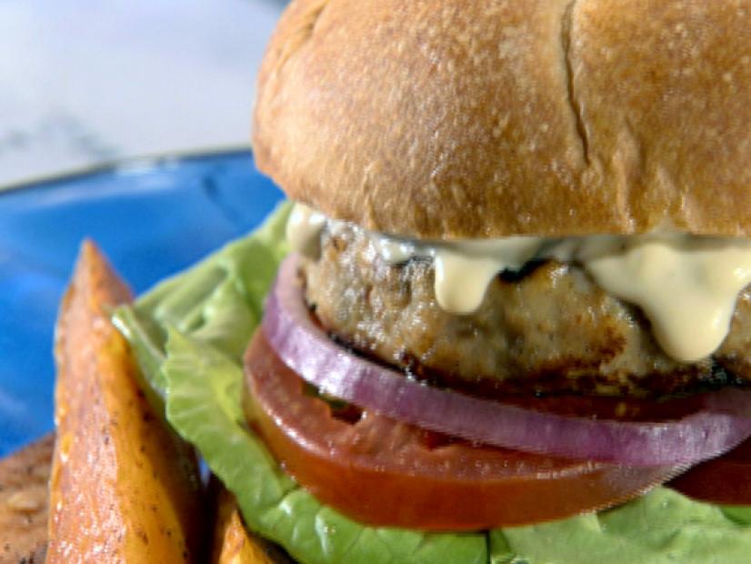 Apple Maple Turkey Burgers With Maple Dijon Sauce Recipe Sandra Lee Food Network