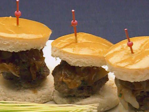 Kobe Bleu Cheese Mini-Burgers with Cipollini Onions in Balsamic Reduction