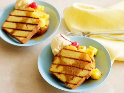 Grilled Pineapple with Pound Cake and Rum-Caramel Sauce