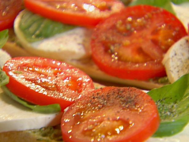 Open Faced Tomato Mozzarella And Basil Sandwich Recipe Ina