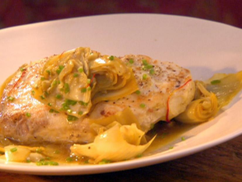 5 Ingredient Pan Seared Halibut With Artichoke Hearts And Saffron