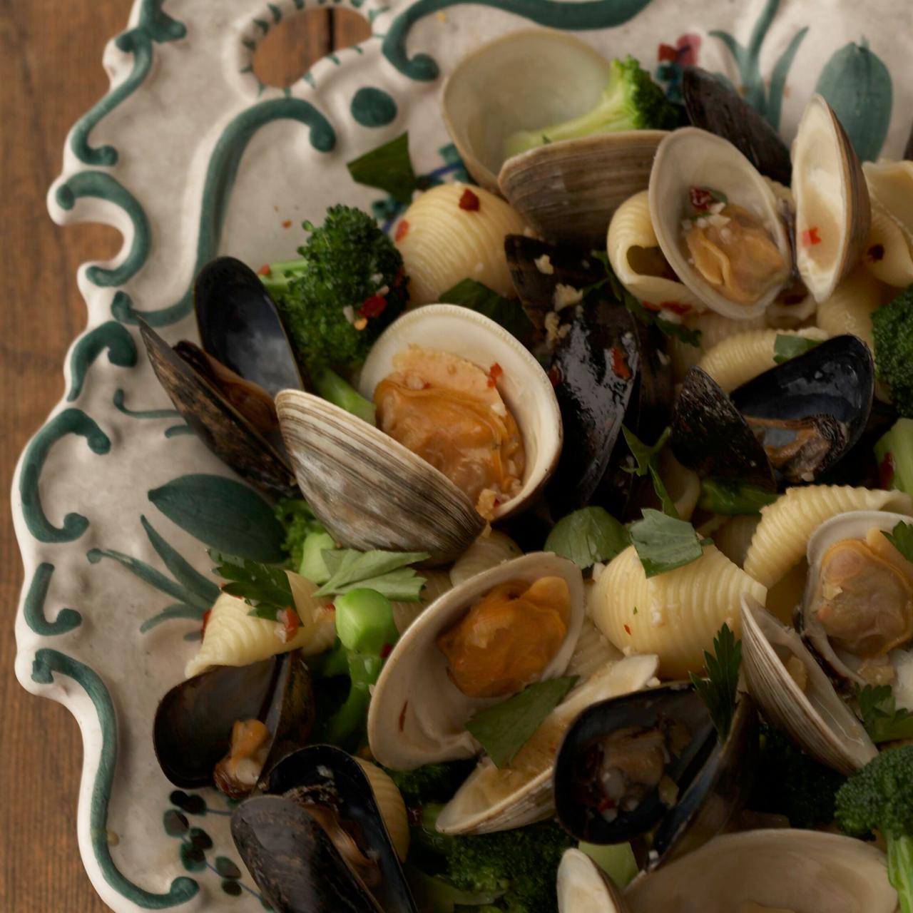 Clams on sale and mussels