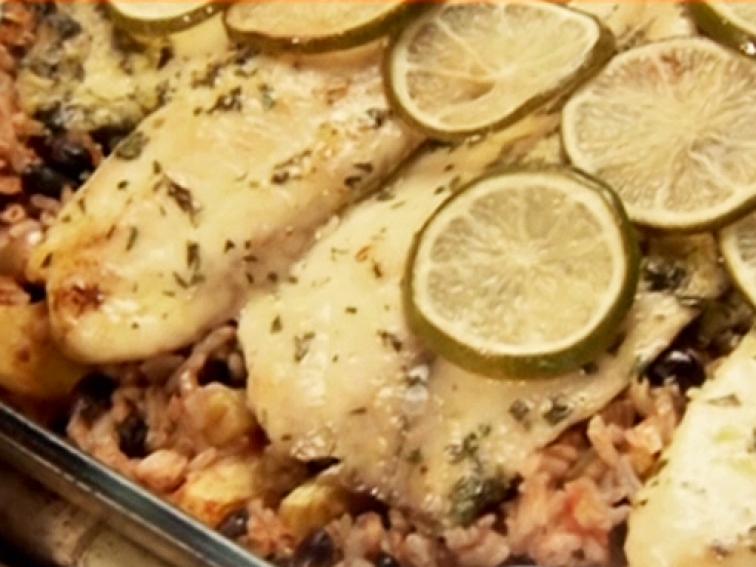 Baked Costa RicanStyle Tilapia with Pineapples, Black Beans and Rice