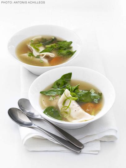 Gingery Spinach and Dumpling Soup