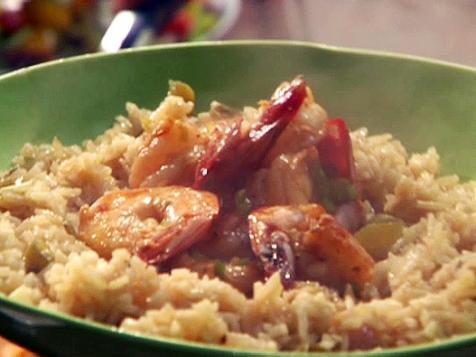 Beer Braised Shrimp with Louisiana Salsa and Rice
