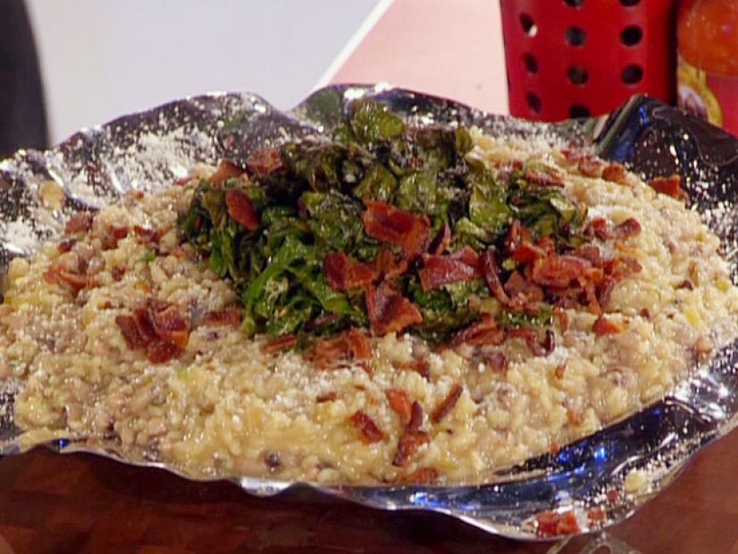 Black Eyed Pea Risotto With Bacon And Southern Greens Recipe Guy Fieri Food Network black eyed pea risotto with bacon and southern greens