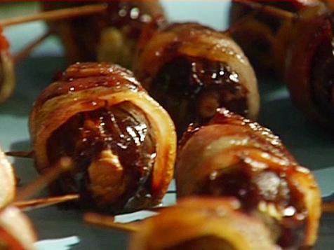 Bacon-Wrapped Dates Stuffed with Cream Cheese and Almonds