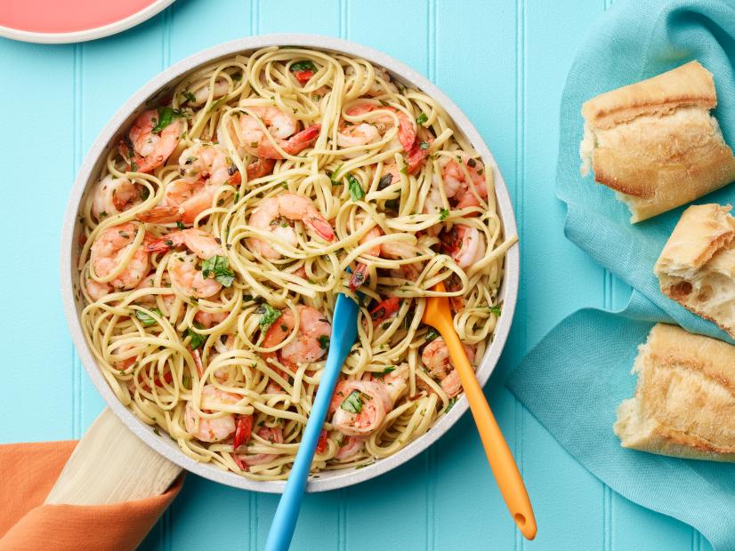 Rachael Ray's Super Scampi for the Holiday at Sea episode of  30 Minute Meals, as seen on Food Network.