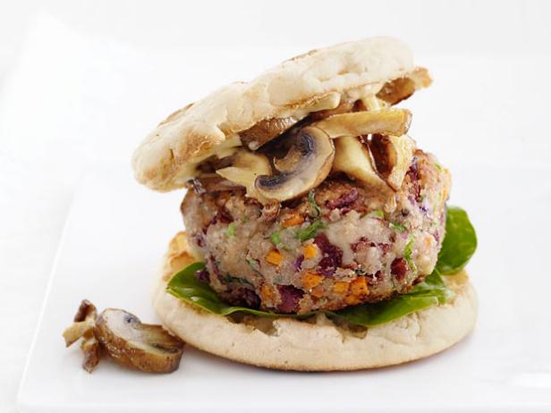 Veggie Burger With Mushrooms - Photo Courtesy Food Network Magazine