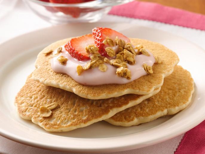 YogurtTopped Granola Pancakes Recipe Food Network