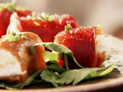 Roasted Red and Yellow Pepper Goat Cheese Involtini. Anne BurrellLR-0213Secrets of a Restaurant Chef