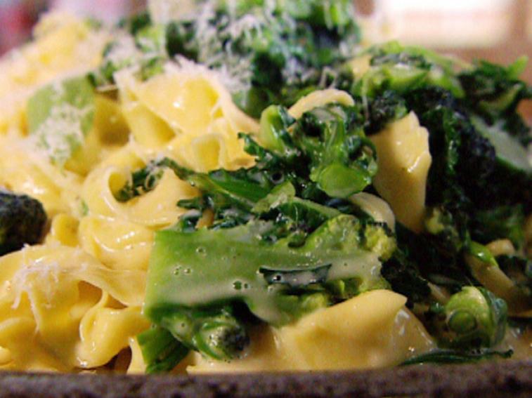 Fresh Tagliatelle with Sprouting Broccoli and Oozy Cheese Sauce Recipe