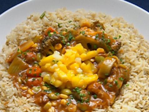 Hi-Wire Hot Vegetable Curry with Mango Salsa Sambal
