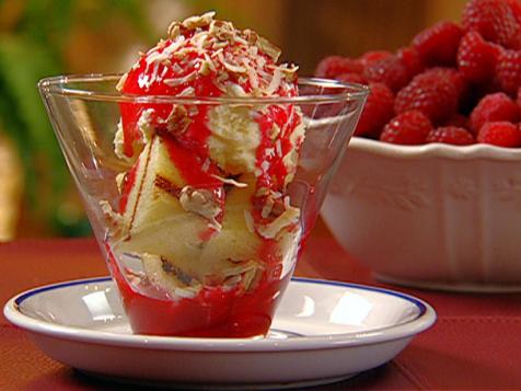 Grilled Pound Cake Sundaes with Raspberry Topping