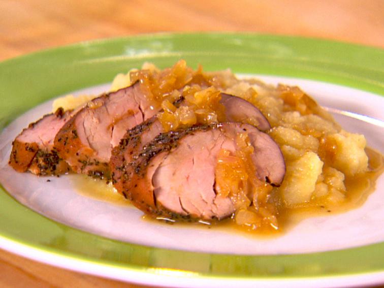 SpiceRubbed Pork Tenderloin with Celery RootApple Puree and Cider