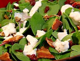 Spinach Salad with Cranberries, Pecans, Bacon, and Blue Cheese