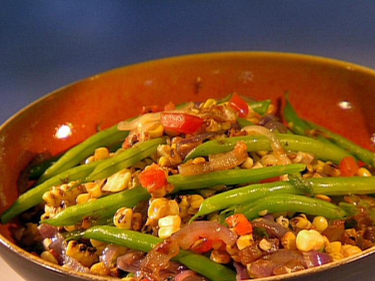 Green Beans with Roasted Corn and Green Onions Recipe Guy Fieri