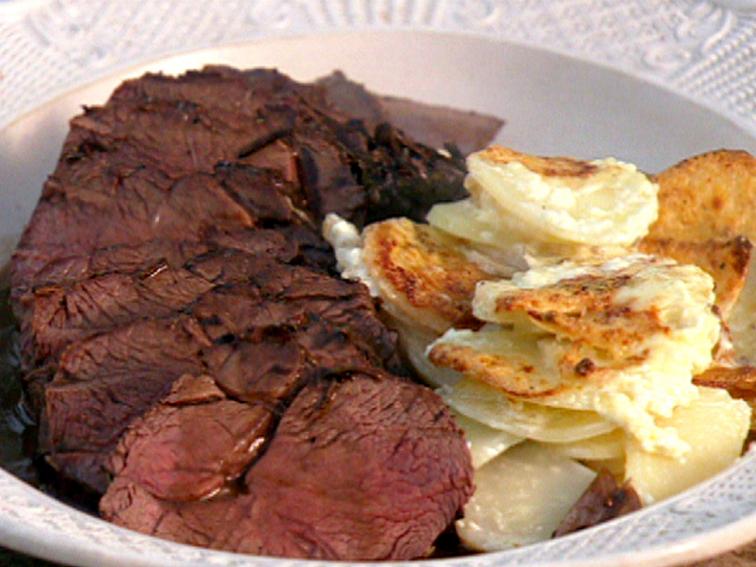 PanRoasted Venison with Creamy Baked Potato and Celeriac Recipe