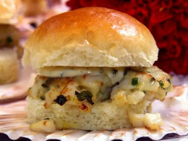 Scallop Burger Sliders with a Cilantro-Lime Mayo Recipe | Food Network
