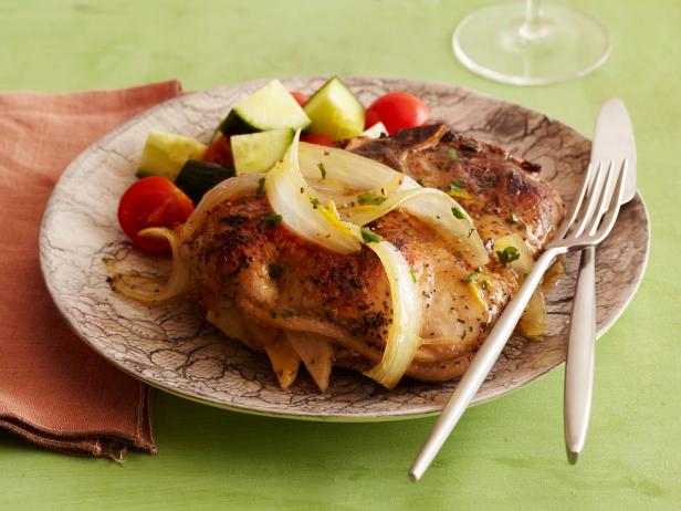 Apple and Onion-Stuffed Pork Chops with Orange-Pineapple Gravy Recipe ...