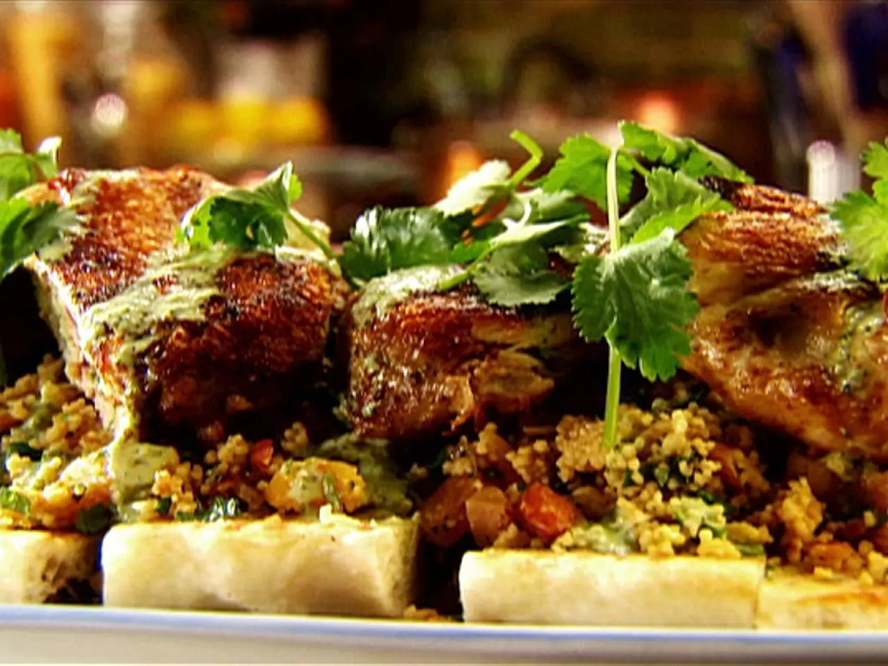 Brick Chicken with Apricot Couscous Recipe | Tyler Florence | Food