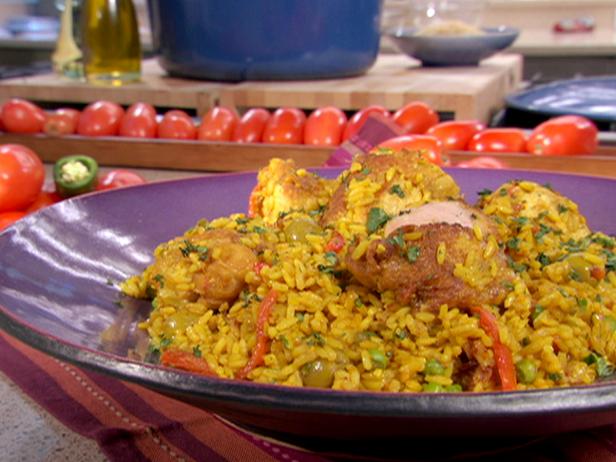 Adobo Seasoned Chicken And Rice Recipe Bobby Flay Food Network
