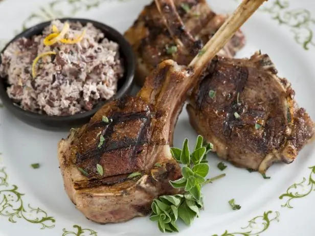 Grilled Lamb Chops with Tapenade Butter Recipe | Bobby Flay | Food Network