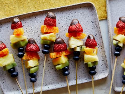 Rainbow Fruit Skewers with Chocolate-Dipped Strawberries