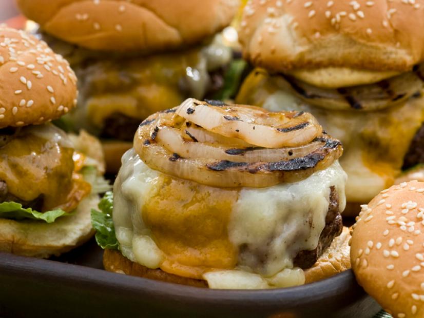 Hamburger with Double Cheddar Cheese, Grilled Vidalia Onion and