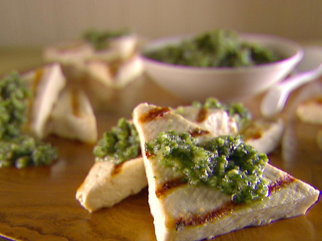 Grilled Tofu with Asiago and Walnut Pesto