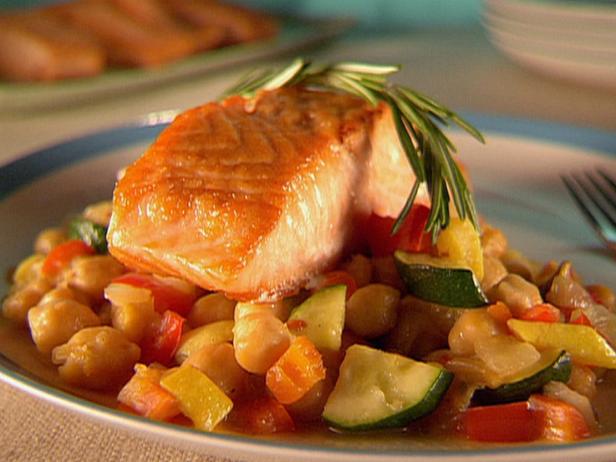 Seared Salmon with Confetti Chickpeas