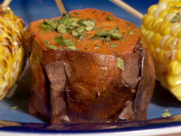 Red Chile Rubbed Sweet Potatoes with Green Onion Vinaigrette