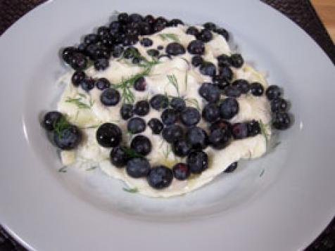 Egg White Omelet with Blueberries and Creme Fraiche