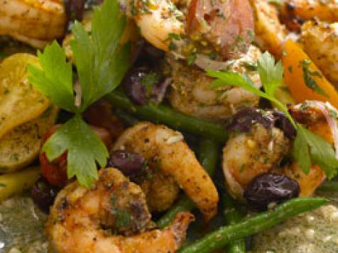 Grilled Spice Rubbed Shrimp "Nicoise" Salad