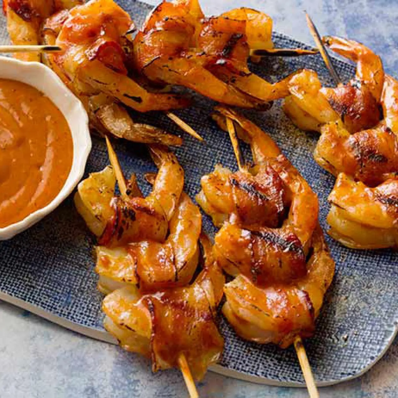 Bacon Wrapped Prawns with Chipotle BBQ Sauce