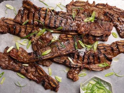 Judiaann Woo's Kalbi Korean Barbequed Beef Short Ribs for Top Summer Recipes by State, as seen on Grill It! with Bobby Flay, Short Ribs.