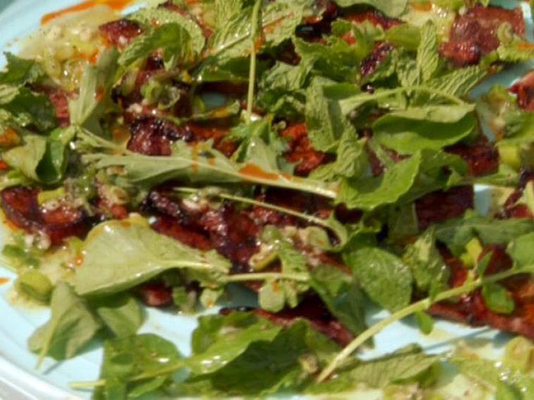 Marinated Short Ribs with Grilled Scallion and Mint Salad Recipe