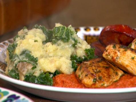 Chicken and Chorizo Romesco with Spanish Potatoes and Kale