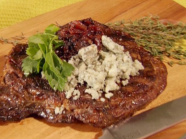 New York Strip with Blue Cheese, Vidalia Onion Jam and Warm Potato Salad with Mustard Vinaigrette image