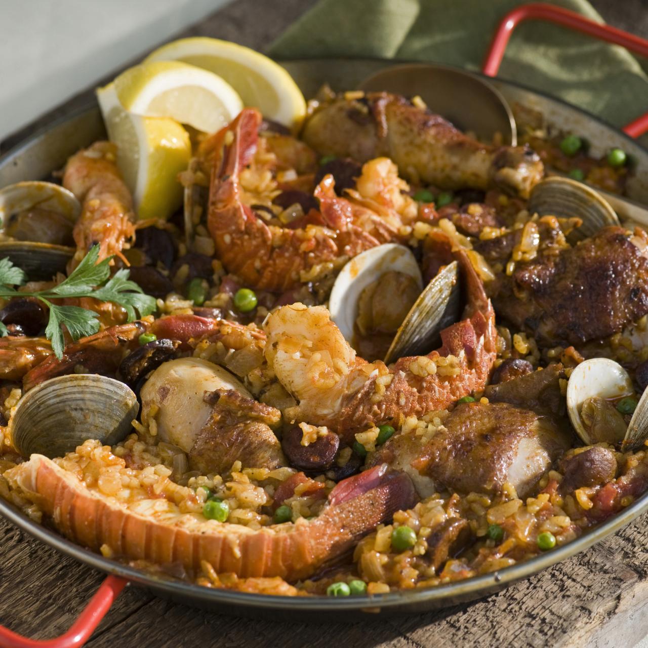 Seafood & Chicken Paella with Peas