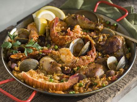 Paella with Seafood, Chicken, and Chorizo Recipe | Tyler Florence ...