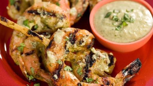 Sugarcane-Skewered Shrimp with Chile-Cilantro Rub Recipe