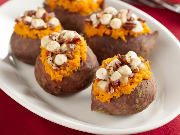 Tyler's Stuffed Sweet Potatoes with Pecan and Marshmallow Streusel