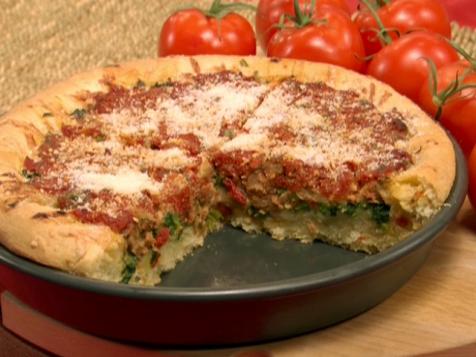 Deep-Dish Pizza with Italian Sausage and Broccoli Rabe