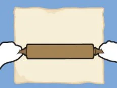 An Illustration with a Blue Background of How to Roll Dough for Cinnamon Buns